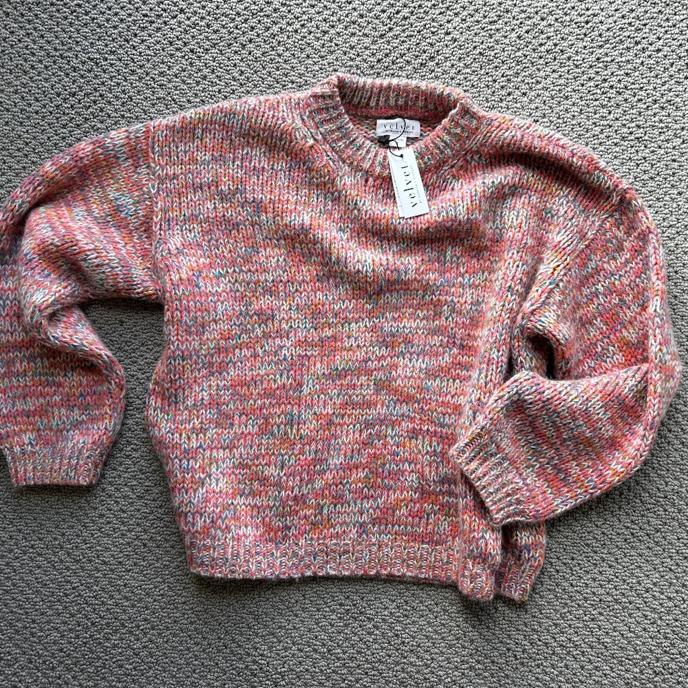 Velvet by Graham & Spencer Women's Trix Rainbow Alpaca Pullover Sweater Small